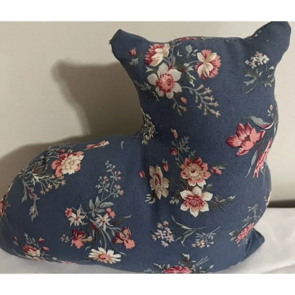 Blue Floral‎ Handmade Stuffed  Cat